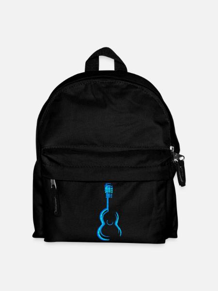 Blue Acoustic Classical Guitar Graphics - Kids' Backpack - black