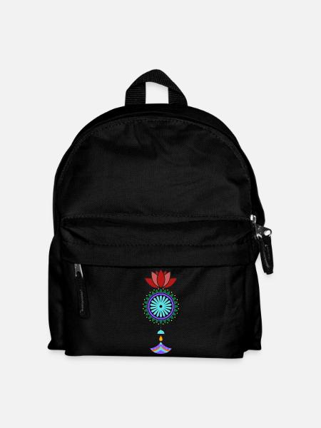 Blühender Mandala Hänger - Kinder Rucksack - Schwarz