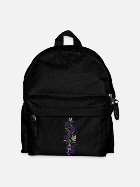 Ranke mit Hibiskusblüten und Schmetterlingen. - Kinder Rucksack - Schwarz