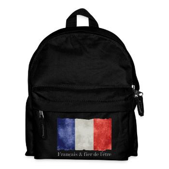 Drapeau France bleu blanc rouge Français fier - Sac à dos Enfant - noir - Devant