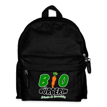 Bio Bürgerin vegan vegetarisch lustig Geschenk - Kinder Rucksack - Schwarz - Vorne