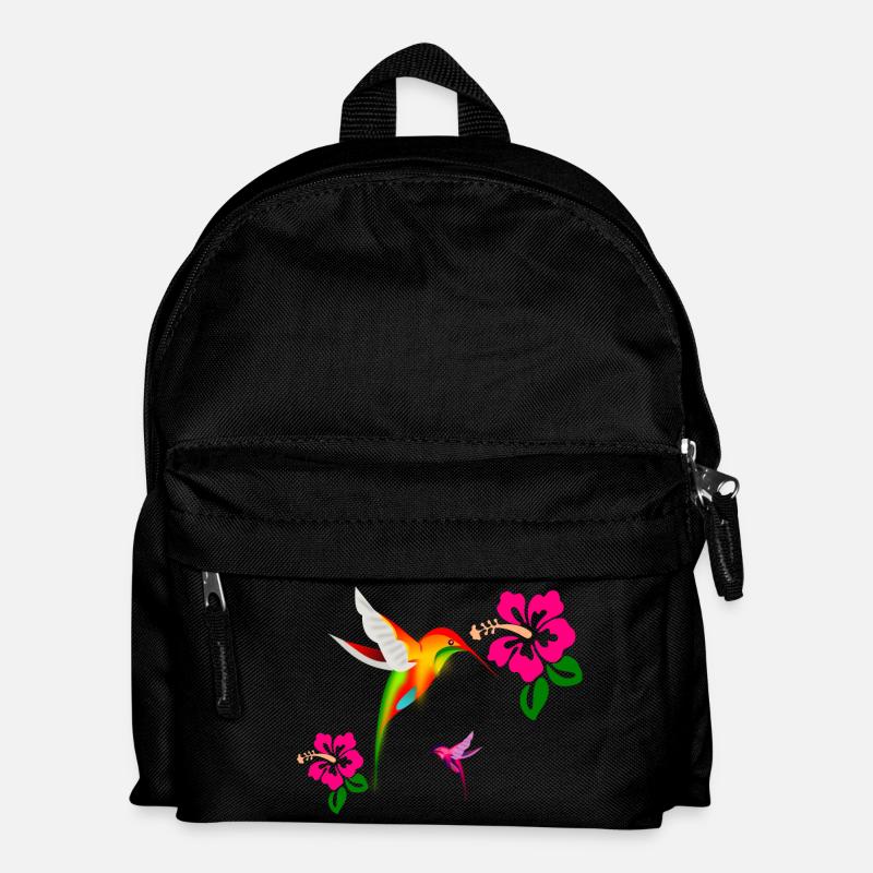 Colibri coloré dans un duo d’hibiscus - Sac à dos Enfant - noir