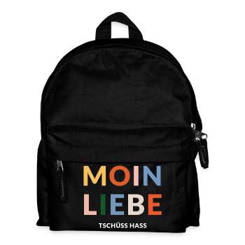 Moin Liebe, Tschüss Hass, in bunt - Kinder Rucksack - Schwarz - Vorne