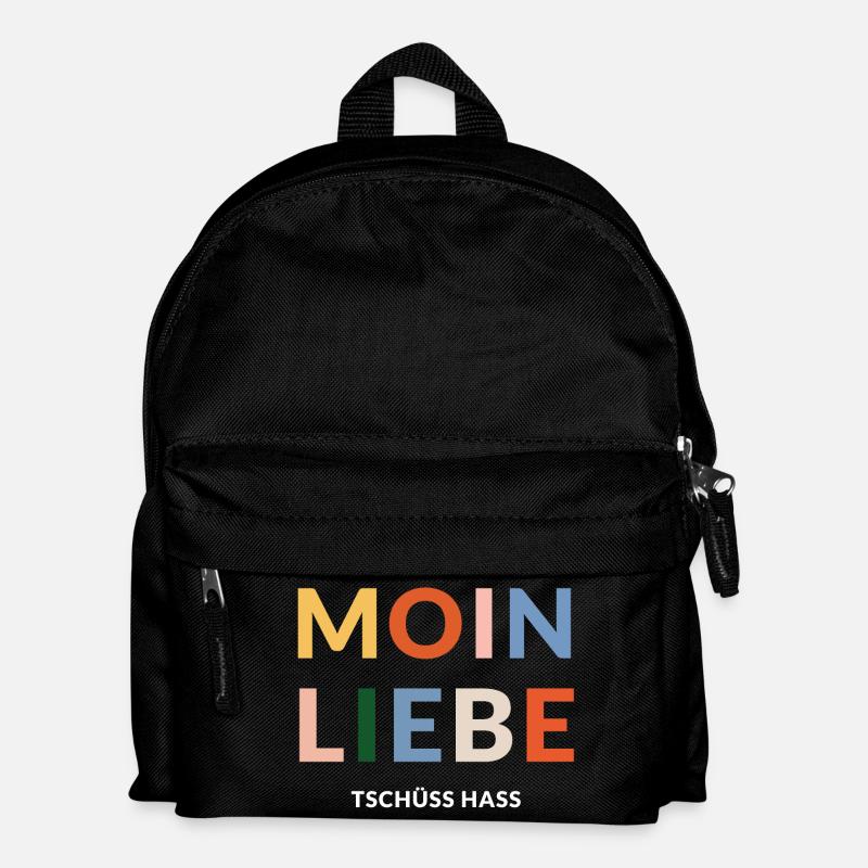 Moin Liebe, Tschüss Hass, in bunt - Kinder Rucksack - Schwarz