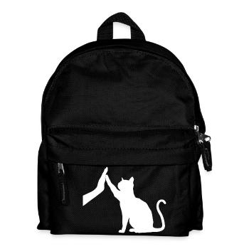 Silhouette Katzengrafik Lustige High Five Katzenbesitzer - Kinder Rucksack - Schwarz - Vorne