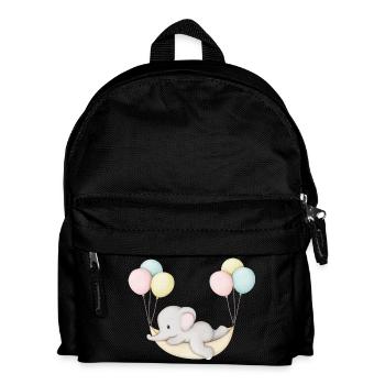 cute baby elephant in hammock - Kids' Backpack - black - Front