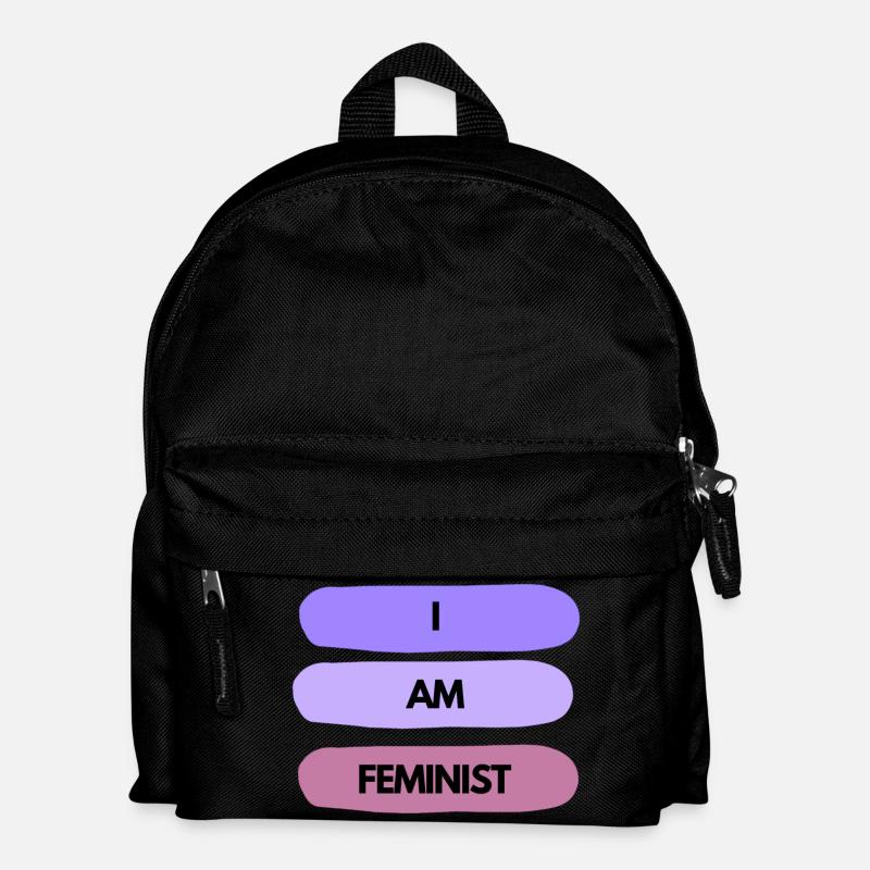 💜✊ I AM FEMINIST – Statement Shirt - Kinder Rucksack - Schwarz