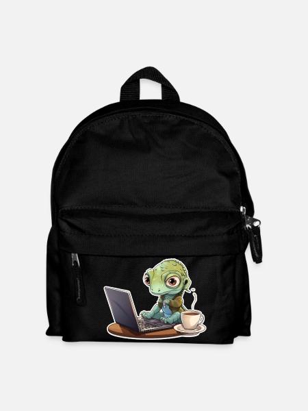 Gecko Home Office Coffee Laptop Funny Shirt - Kids' Backpack - black