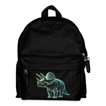 Triceratops Dinosaur Drawing Gradient Blue Green - Kids' Backpack - black - Front