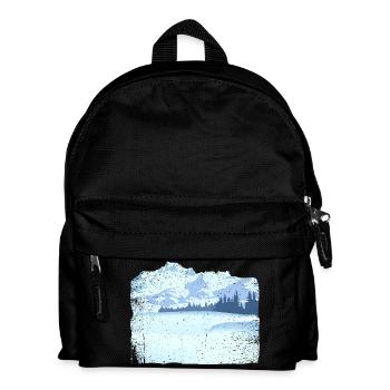 Mountain in snow with dirty effect - Kids' Backpack - black - Front