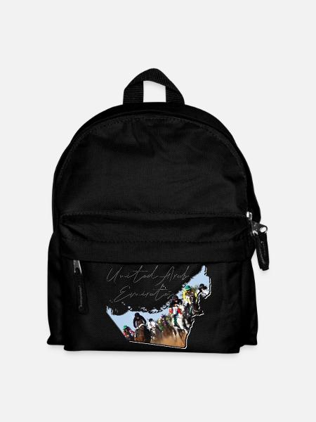 (VAE) Emirate Landkarte umrahmt Pferderennen EN - Kinder Rucksack - Schwarz