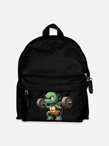 Schildkröte Hantel Workout Fitness Muskeln - Kinder Rucksack - Schwarz