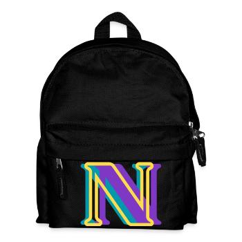 Mehrfarbiger Buchstabe n - Kinder Rucksack - Schwarz - Vorne