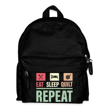 Eat Sleep Quilt Repeat Quilter Quilting Sewing - Kinder Rucksack - Schwarz - Vorne