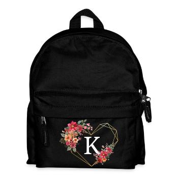 Lettre k cœur doré floral - Sac à dos Enfant - noir - Devant