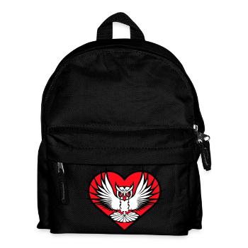 hibou coeur symbole forme oiseau amour aigle hibou volant cool - Sac à dos Enfant - noir - Devant