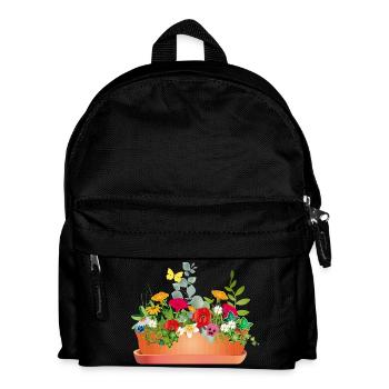 Fleurs colorées dans un bac à fleurs - Sac à dos Enfant - noir - Devant