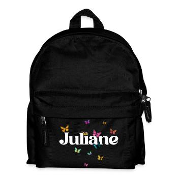 Schöner Mädchenname mit Schmetterlingen JULIANE - Kinder Rucksack - Schwarz - Vorne