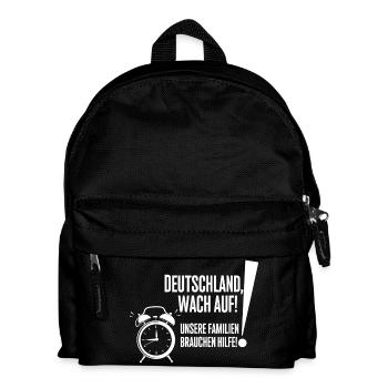 Deutschland Wach Auf Motiv mit Wecker - Kinder Rucksack - Schwarz - Vorne