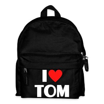 I love Tom Rotes Herz Romantischer Name Fan - Kinder Rucksack - Schwarz - Vorne