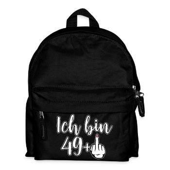 Ich bin 49+ Mittelfinger - Geburtstag - Kinder Rucksack - Schwarz - Vorne