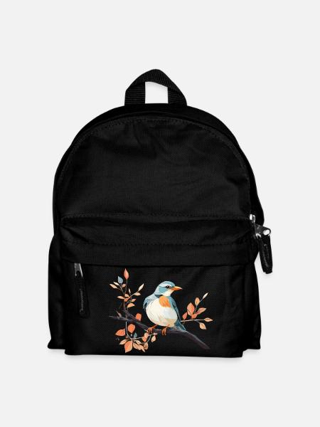 Königsfeder Eisvogel auf Ast - Kinder Rucksack - Schwarz