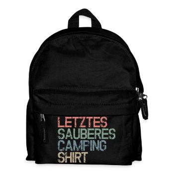 Letztes sauberes Camping - Shirt - Lustige Sprüche - Kinder Rucksack - Schwarz - Vorne