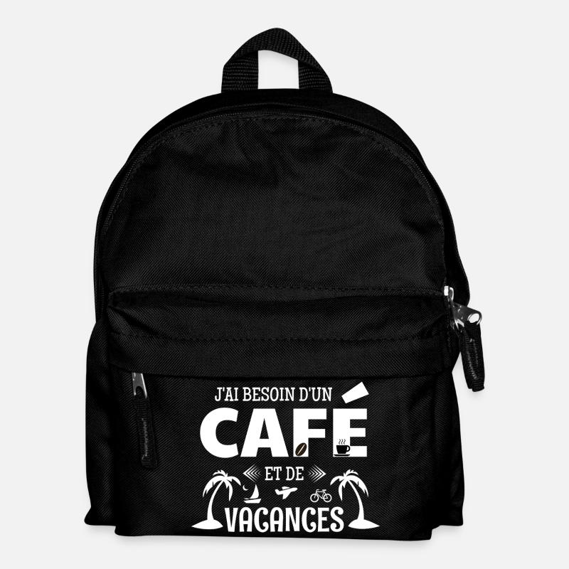 Kaffee-Humor-T-Shirt – Kaffee & Urlaub - Kinder Rucksack - Schwarz