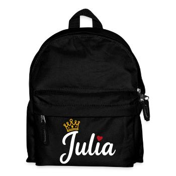 Julia Name Krone Herz Kalligraphie personalisiert - Kinder Rucksack - Schwarz - Vorne