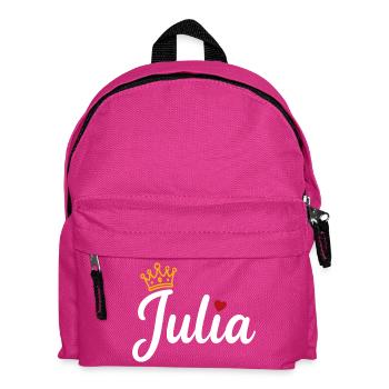 Julia Name Krone Herz Kalligraphie personalisiert - Kinder Rucksack - Fuchsia - Vorne