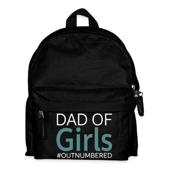 Dad of Girls Outnumbered Funny Daddy Saying - Kids' Backpack - black - Front