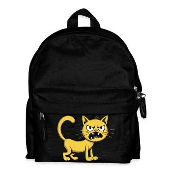 Dessin animé drôle et agressif du chat jaune en colère - Sac à dos Enfant - noir - Devant