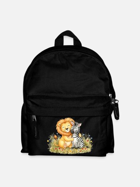 Löwe und Zebra Freundschaft - Kinder Rucksack - Schwarz