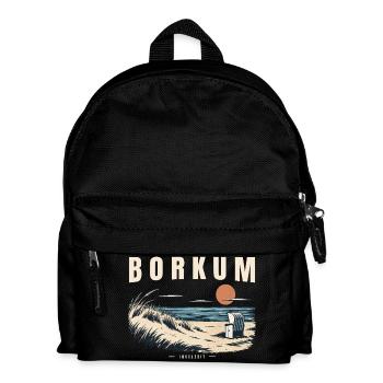 Borkum Nordsee Inselzeit Retro Strandkorb - Kinder Rucksack - Schwarz - Vorne