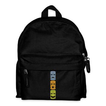 Dreifarbige Tiki Maske, Retro Style Shirts u. mehr - Kinder Rucksack - Schwarz - Vorne