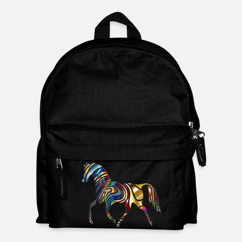 Pferd - bunt durch die Welt - Kinder Rucksack - Schwarz