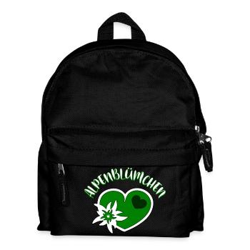 Edelweiss Herz Trachten Dirndl Alpenblümchen - Kinder Rucksack - Schwarz - Vorne