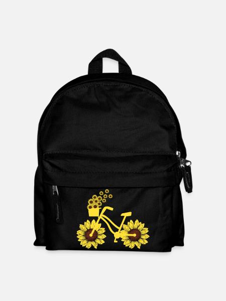 Fahrrad Sonnenblume Radfahren Hippie Sommer Urlaub - Kinder Rucksack - Schwarz