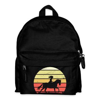 Sonnenuntergang Reiterin auf Pferd - Kinder Rucksack - Schwarz - Vorne