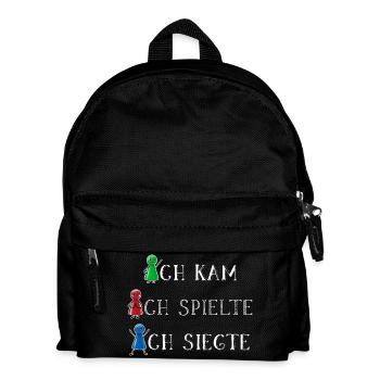 Ich kam ich spielte ich siegte Glücksshirt - Kinder Rucksack - Schwarz - Vorne