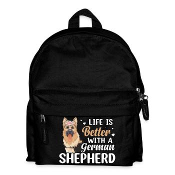 Das Leben ist besser mit einem Deutschen Schäferhund - Kinder Rucksack - Schwarz - Vorne