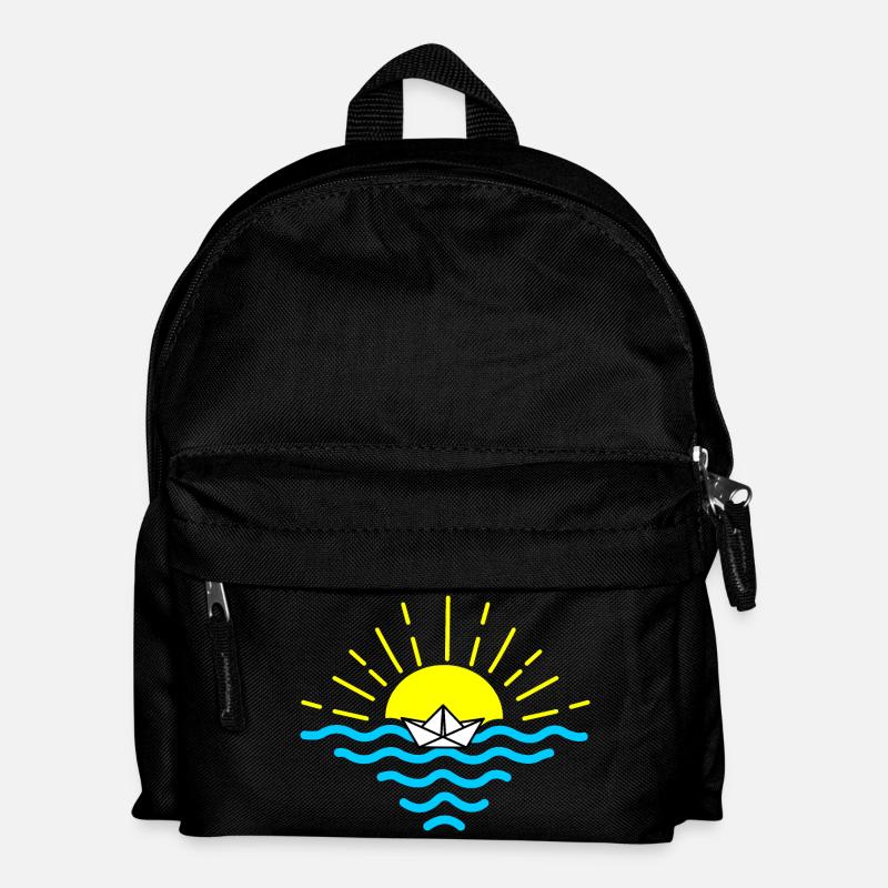 Sonnenuntergang weiß gefaltetes Boot Papierboot - Kinder Rucksack - Schwarz