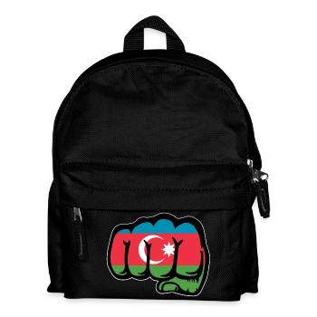 Aserbaidschan Flagge Faust Hand - Kinder Rucksack - Schwarz - Vorne