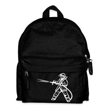 Firefighter Drawing - Kids' Backpack - black - Front