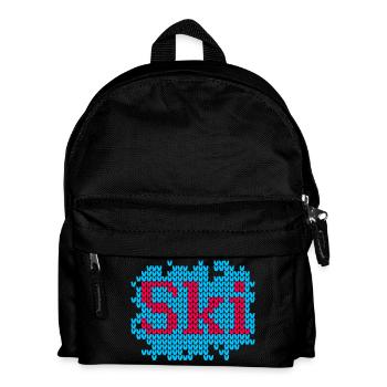 Ski Strick Hüttenzauber stricken Skiurlaub Fan - Kinder Rucksack - Schwarz - Vorne
