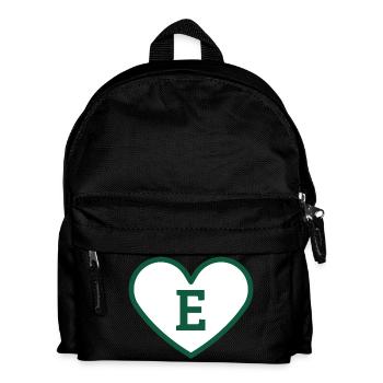Lettre e cœur sport tendance vert - idée cadeau - Sac à dos Enfant - noir - Devant