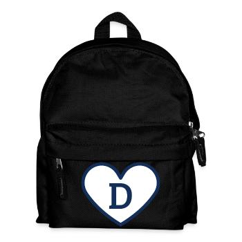 Trendiger blauer Sportherz Buchstabe - Geschenkidee - Kinder Rucksack - Schwarz - Vorne