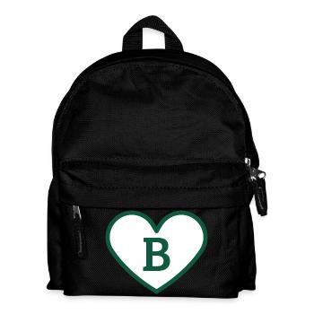 Lettre b cœur sport tendance vert - idée cadeau - Sac à dos Enfant - noir - Devant