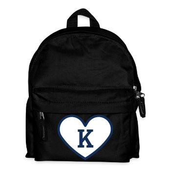 Lettre k cœur sport tendance bleu - idée cadeau - Sac à dos Enfant - noir - Devant