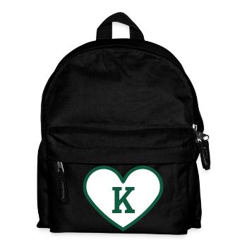 Lettre k cœur sport tendance vert - idée cadeau - Sac à dos Enfant - noir - Devant